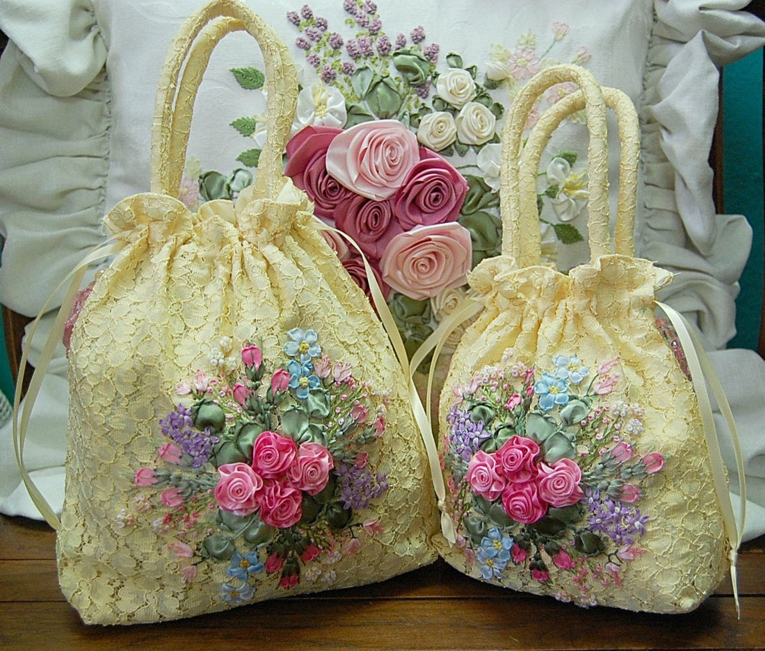 Mother/Daughter Yellow Lace Pouches