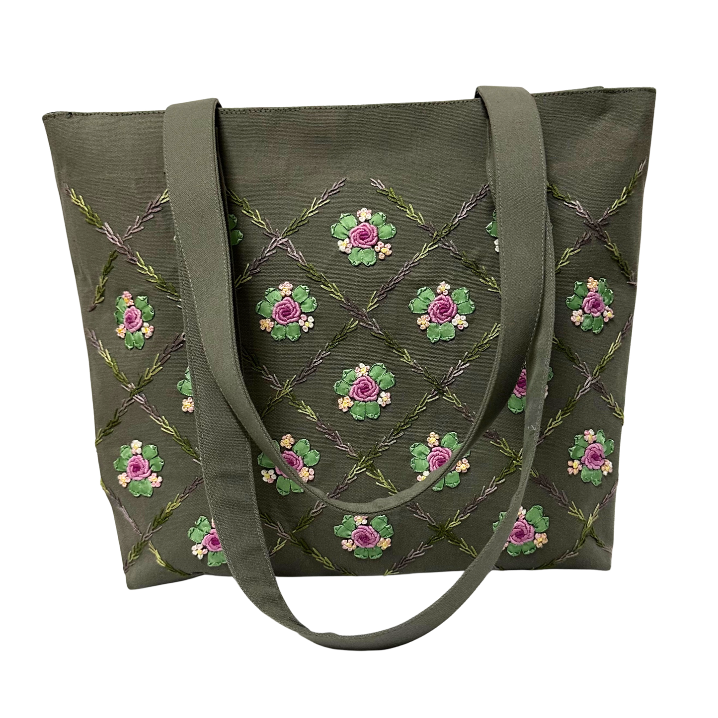 Tote Bag With Bullion Roses