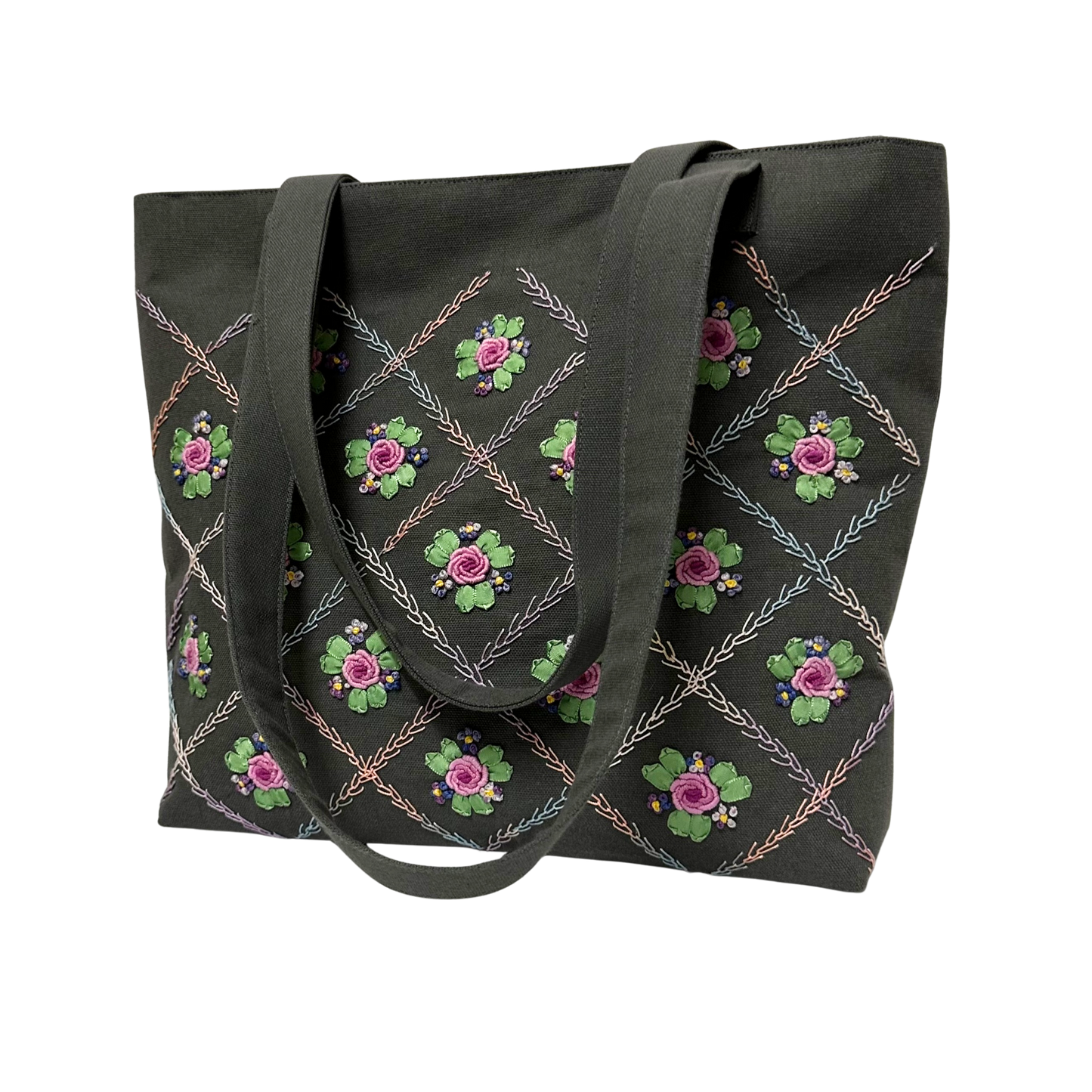 Tote Bag With Bullion Roses