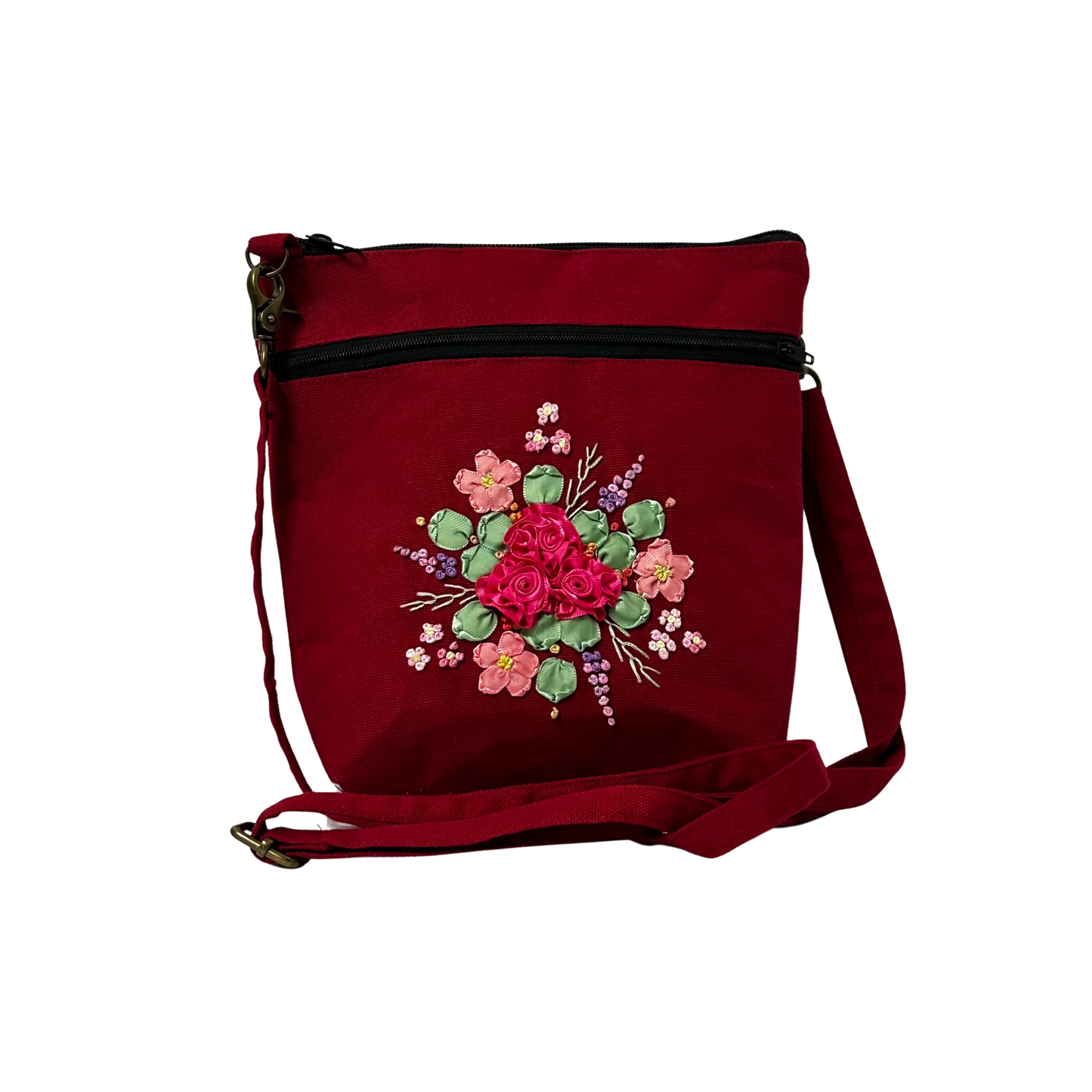 Red Sling Bag with RibbonRoses Design